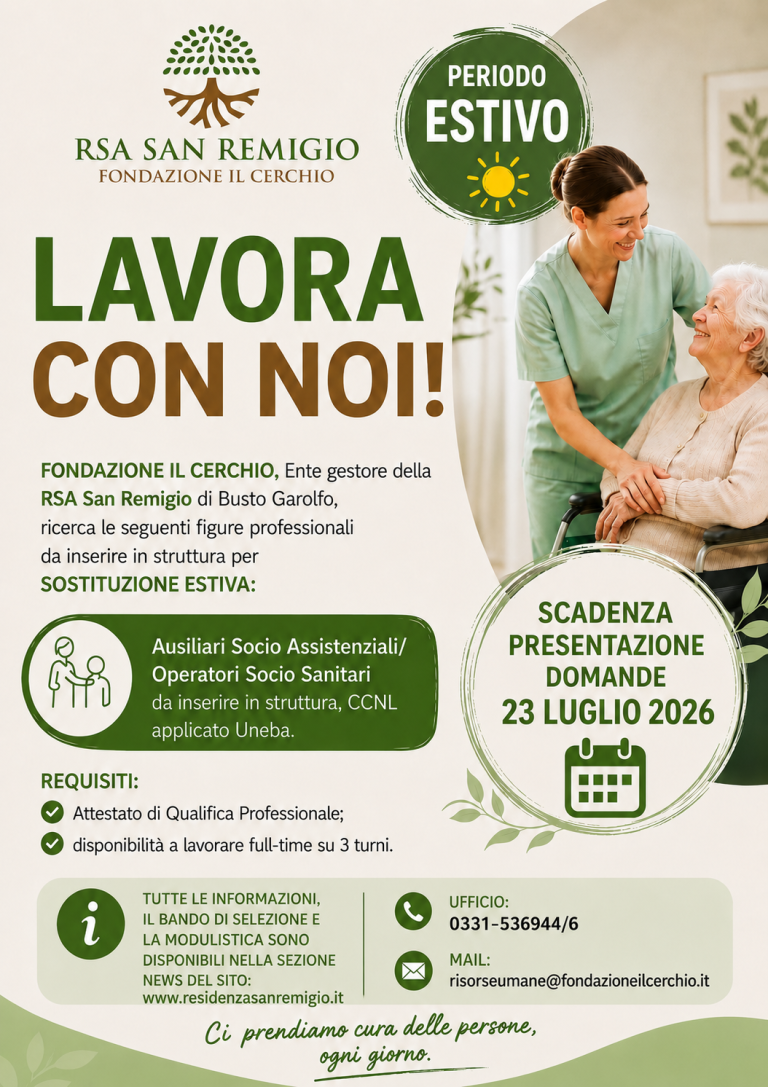 Selezione pubblica per assunzione personale ASA/OSS periodo estivo