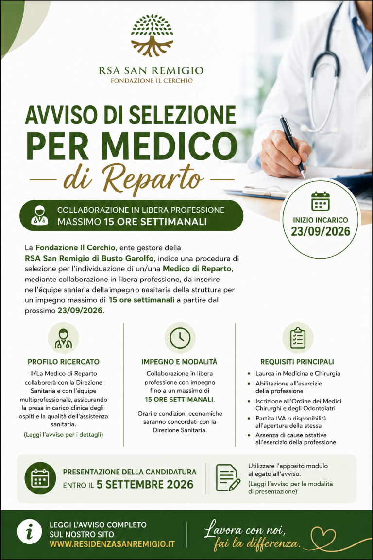 AVVISO DI SELEZIONE PER MEDICO DI REPARTO